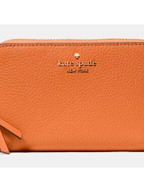 S Kate Spade Knott Medium Bifold Wallet Brown Pebbled Leather KN730 NWT $179